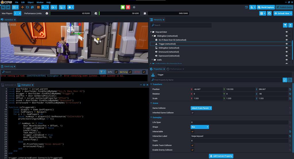 Event listener is nil - Help - Core Creator Forums